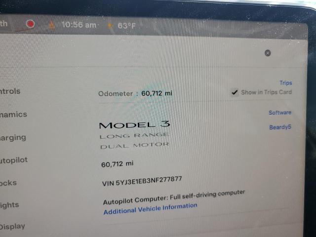 Photo 9 from auction – 2022 TESLA MODEL 3 with VIN 5YJ3E1EB3NF277877