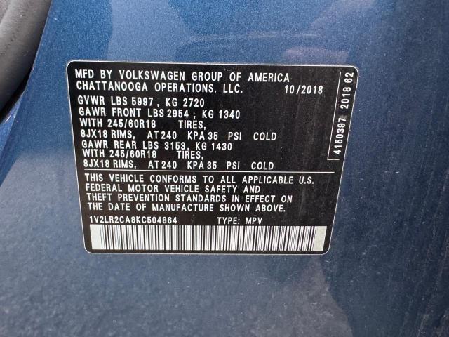 Photo 10 from auction – 2019 VOLKSWAGEN ATLAS SE with VIN 1V2LR2CA8KC504864