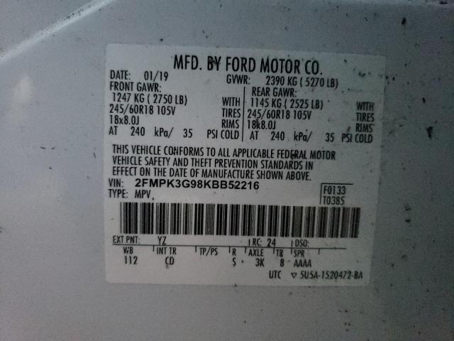 Photo 14 from auction – 2019 FORD EDGE SE with VIN 2FMPK3G98KBB52216