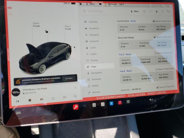 Photo 9 from auction – 2021 TESLA MODEL 3 with VIN 5YJ3E1EB0MF044957