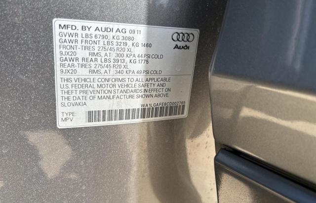 Photo 10 from auction – 2012 AUDI Q7 PREMIUM with VIN WA1LGAFE8CD002765