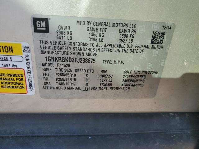 Photo 14 from auction – 2015 CHEVROLET TRAVERSE L with VIN 1GNKRGKD2FJ238675