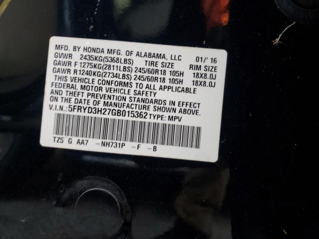Photo 14 from auction – 2016 ACURA MDX with VIN 5FRYD3H27GB015362
