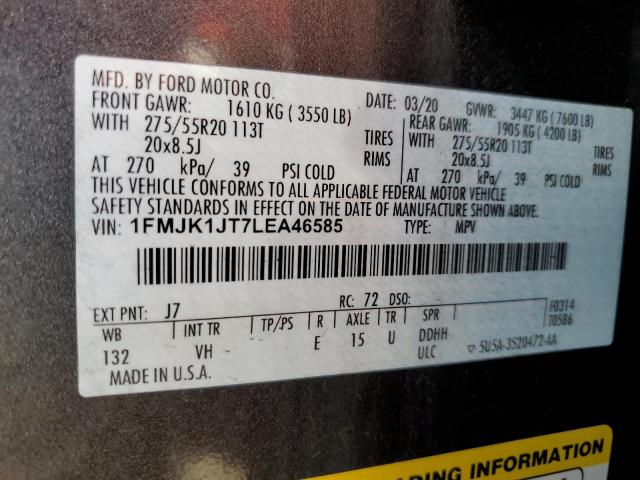 Photo 14 from auction – 2020 FORD EXPEDITION with VIN 1FMJK1JT7LEA46585