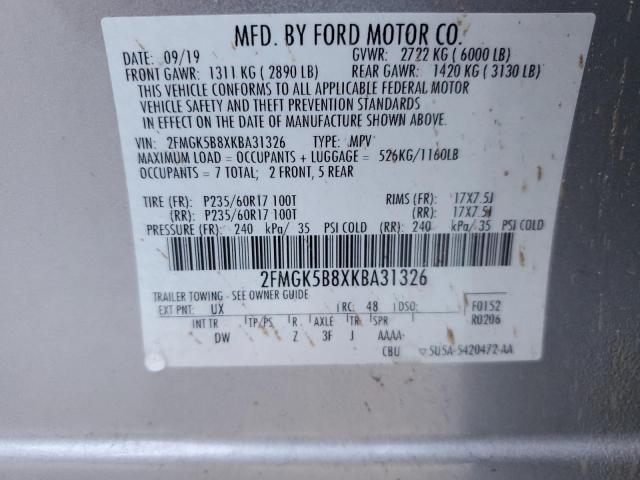 Photo 14 from auction – 2019 FORD FLEX SE with VIN 2FMGK5B8XKBA31326