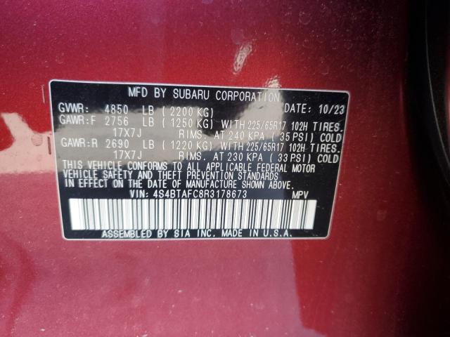 Photo 14 from auction – 2024 SUBARU OUTBACK PR with VIN 4S4BTAFC8R3178673