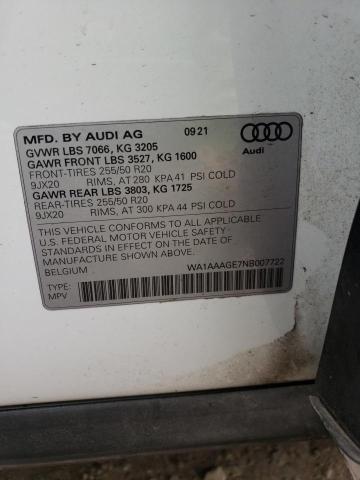 Photo 14 from auction – 2022 AUDI E-TRON PRE with VIN WA1AAAGE7NB007722
