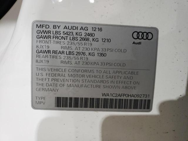 Photo 14 from auction – 2017 AUDI Q5 PREMIUM with VIN WA1C2AFP0HA092731