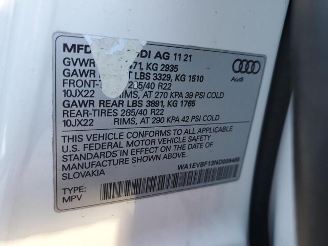 Photo 14 from auction – 2022 AUDI Q8 PREMIUM with VIN WA1EVBF13ND009465