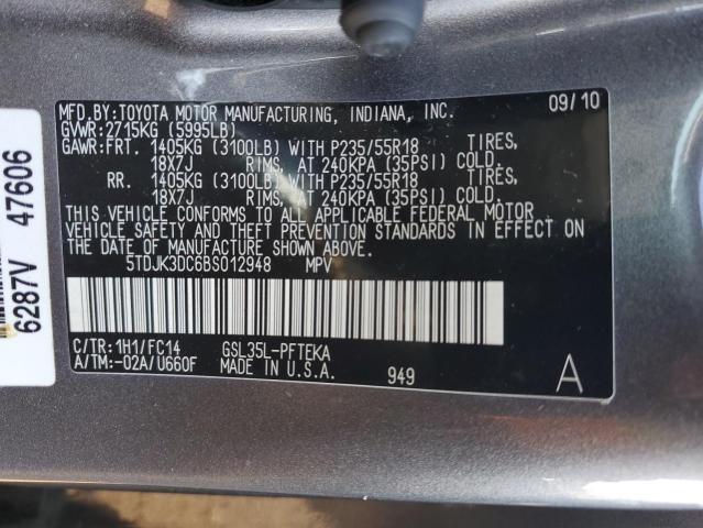 Photo 14 from auction – 2011 TOYOTA SIENNA LE with VIN 5TDJK3DC6BS012948