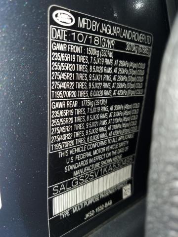 Photo 14 from auction – 2019 LAND ROVER RANGE ROVE with VIN SALGS2SV1KA530495