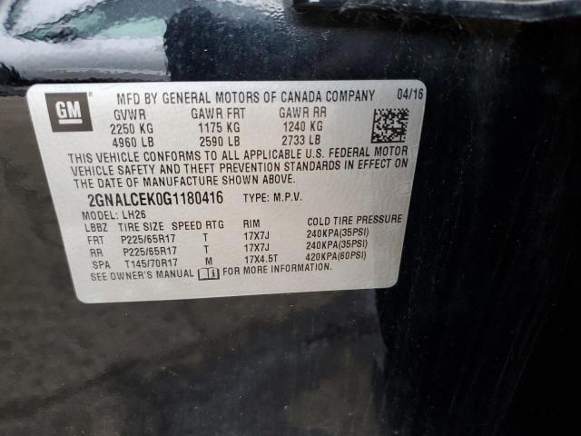 Photo 14 from auction – 2016 CHEVROLET EQUINOX LT with VIN 2GNALCEK0G1180416