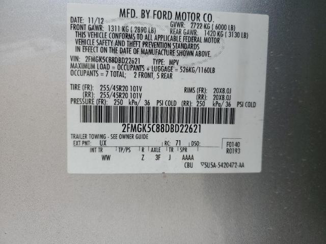 Photo 14 from auction – 2013 FORD FLEX SEL with VIN 2FMGK5C88DBD22621