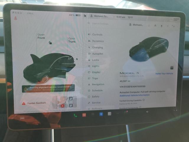 Photo 9 from auction – 2019 TESLA MODEL 3 with VIN 5YJ3E1EA9KF508199
