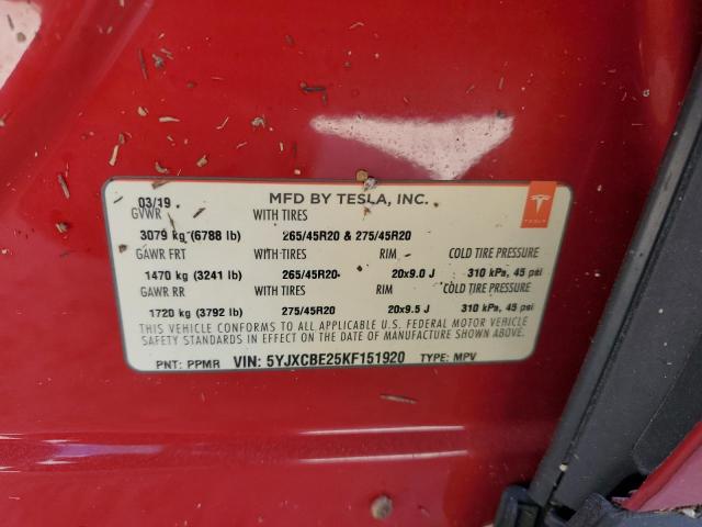 Photo 14 from auction – 2019 TESLA MODEL X with VIN 5YJXCBE25KF151920