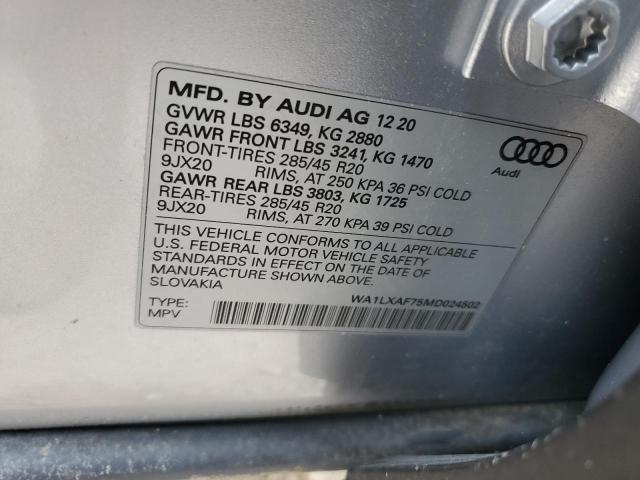 Photo 14 from auction – 2021 AUDI Q7 PREMIUM with VIN WA1LXAF75MD024502