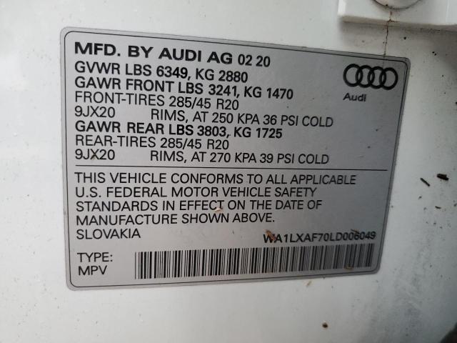Photo 14 from auction – 2020 AUDI Q7 PREMIUM with VIN WA1LXAF70LD006049