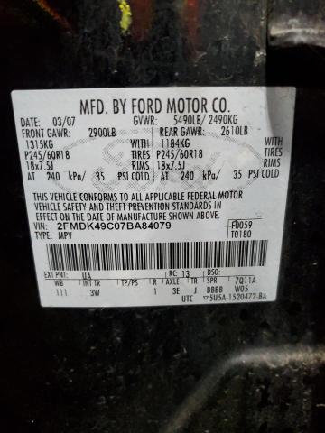 Photo 14 from auction – 2007 FORD EDGE SEL P with VIN 2FMDK49C07BA84079