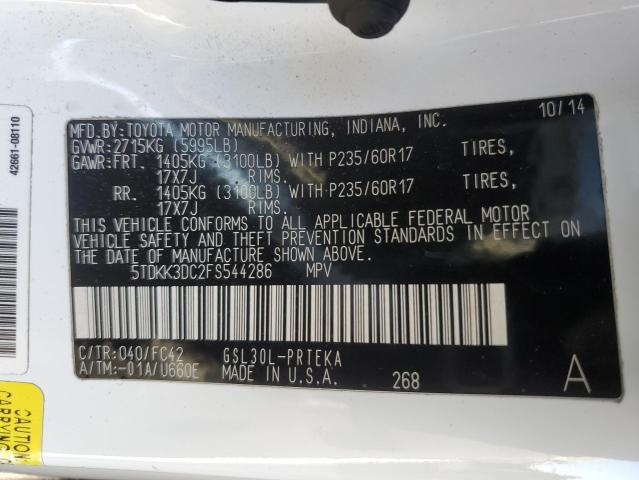 Photo 14 from auction – 2015 TOYOTA SIENNA LE with VIN 5TDKK3DC2FS544286