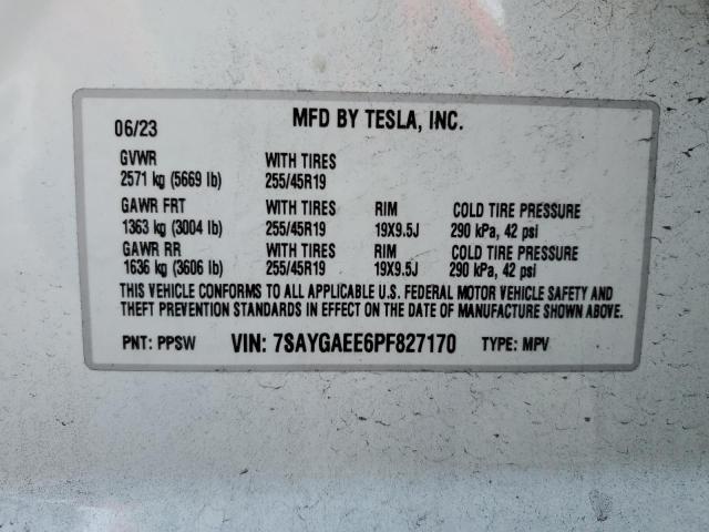 Photo 14 from auction – 2023 TESLA MODEL Y with VIN 7SAYGAEE6PF827170