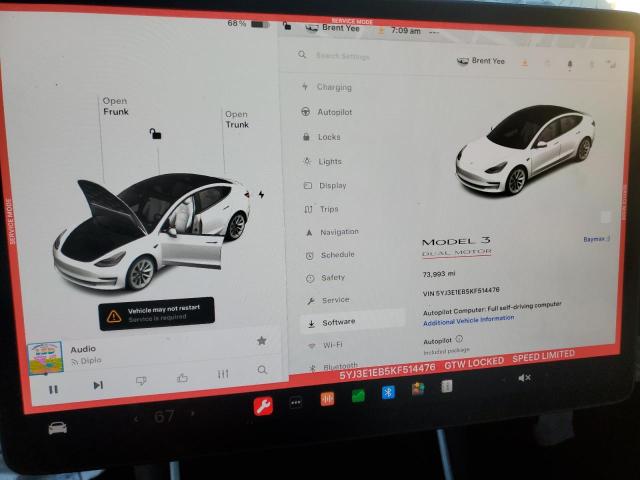 Photo 9 from auction – 2019 TESLA MODEL 3 with VIN 5YJ3E1EB5KF514476