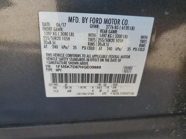 Photo 14 from auction – 2017 FORD EXPLORER X with VIN 1FM5K7D87HGD39989