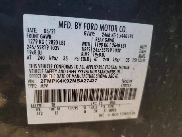 Photo 14 from auction – 2021 FORD EDGE TITAN with VIN 2FMPK4K92MBA27437