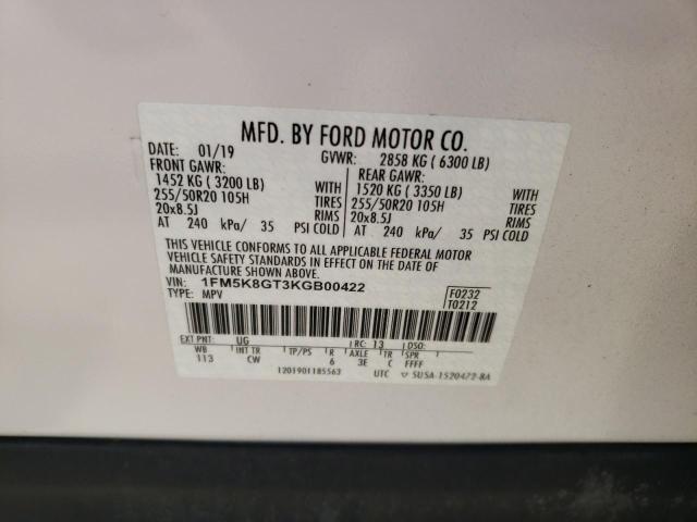 Photo 14 from auction – 2019 FORD EXPLORER S with VIN 1FM5K8GT3KGB00422