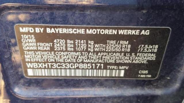 Photo 14 from auction – 2016 BMW X1 XDRIVE2 with VIN WBXHT3C33GP885171