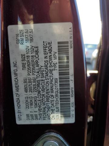 Photo 14 from auction – 2016 ACURA RDX with VIN 5J8TB3H38GL017369