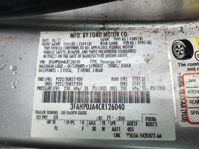 Photo 7 from auction – 2012 FORD FUSION SEL with VIN 3FAHP0JA4CR126040