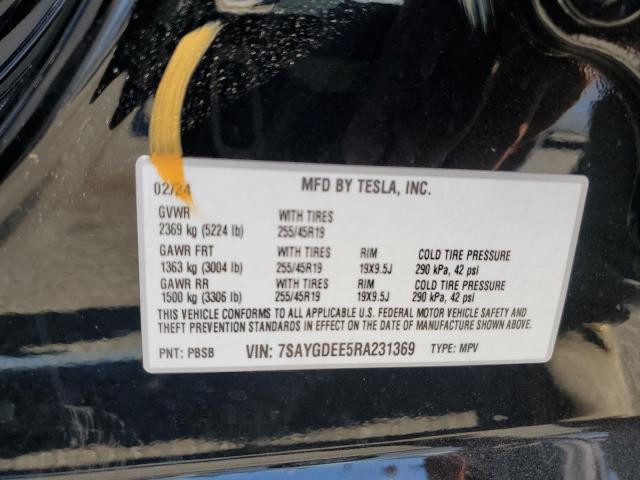 Photo 14 from auction – 2024 TESLA MODEL Y with VIN 7SAYGDEE5RA231369