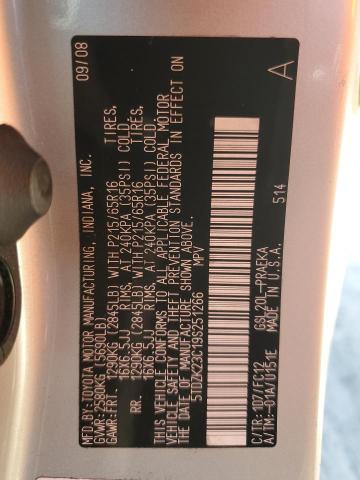 Photo 14 from auction – 2009 TOYOTA SIENNA CE with VIN 5TDZK23C19S251266