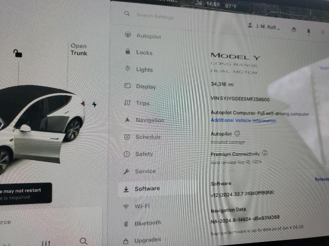 Foto 9 de la subasta – 2021 TESLA MODEL Y con VIN 5YJYGDEE5MF258600