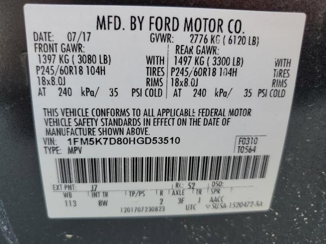 Photo 14 from auction – 2017 FORD EXPLORER X with VIN 1FM5K7D80HGD53510