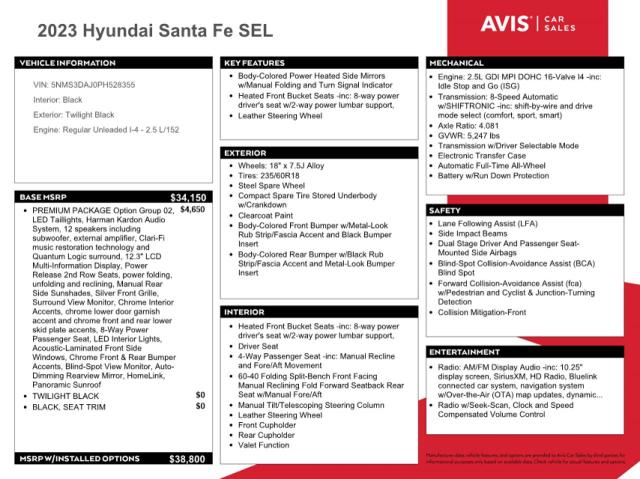 Photo 13 from auction – 2023 HYUNDAI SANTA FE S with VIN 5NMS3DAJ0PH528355
