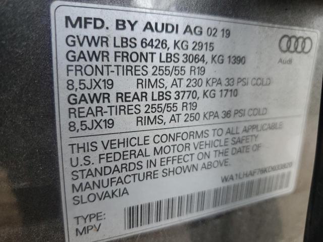 Photo 14 from auction – 2019 AUDI Q7 PREMIUM with VIN WA1LHAF76KD033820