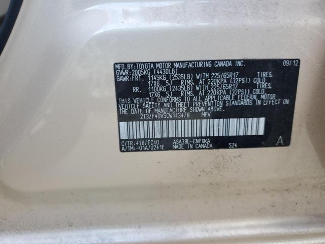 Photo 14 from auction – 2012 TOYOTA RAV4 with VIN 2T3ZF4DV5CW143478