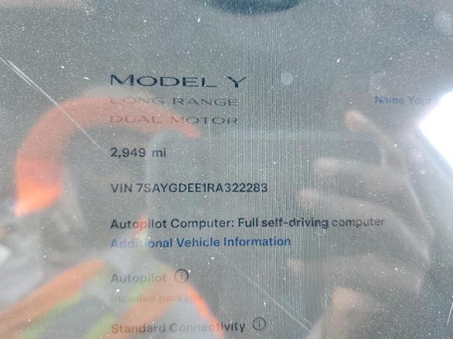 Photo 9 from auction – 2024 TESLA MODEL Y with VIN 7SAYGDEE1RA322283