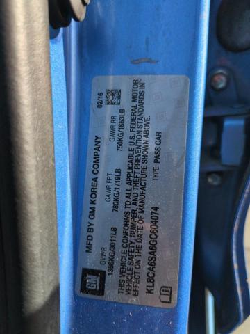 Photo 14 from auction – 2016 CHEVROLET SPARK LS with VIN KL8CA6SA6GC604074