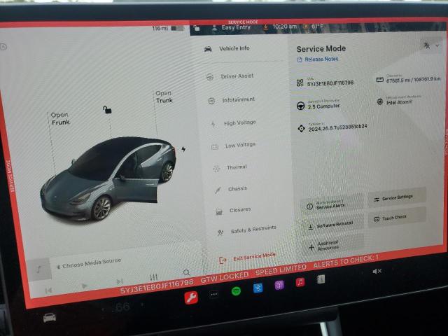 Photo 9 from auction – 2018 TESLA MODEL 3 with VIN 5YJ3E1EB0JF116798