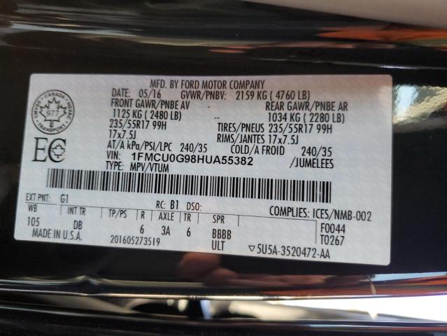 Photo 14 from auction – 2017 FORD ESCAPE SE with VIN 1FMCU0G98HUA55382