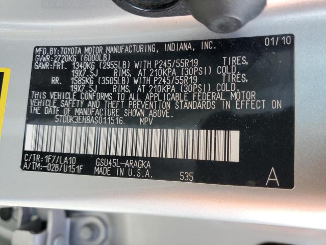 Photo 14 from auction – 2010 TOYOTA HIGHLANDER with VIN 5TDDK3EH8AS011516