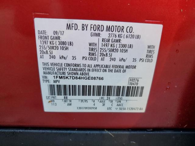 Foto 14 de la subasta – 2017 FORD EXPLORER X con VIN 1FM5K7D84HGE08766