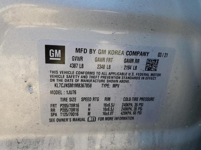 Photo 14 from auction – 2021 CHEVROLET TRAX LS with VIN KL7CJNSM1MB367858