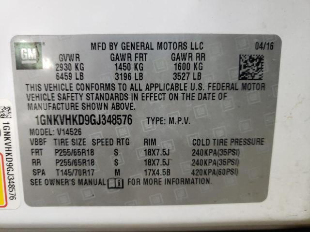Photo 14 from auction – 2016 CHEVROLET TRAVERSE L with VIN 1GNKVHKD9GJ348576