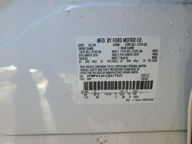 Photo 14 from auction – 2020 FORD EDGE SEL with VIN 2FMPK3J91LBA77935