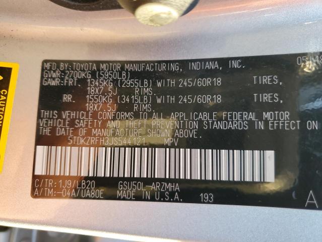 Photo 14 from auction – 2018 TOYOTA HIGHLANDER with VIN 5TDKZRFH3JS544121