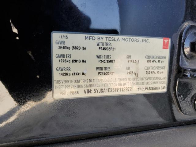 Photo 14 from auction – 2015 TESLA MODEL S with VIN 5YJSA1E25FF112972