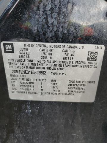 Photo 14 from auction – 2014 CHEVROLET EQUINOX LT with VIN 2GNFLHE31E6305502